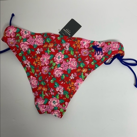 Abercrombie and Fitch | Size M | Red Floral Tie Sides Bikini Swim Bottom NWT - Picture 2 of 12
